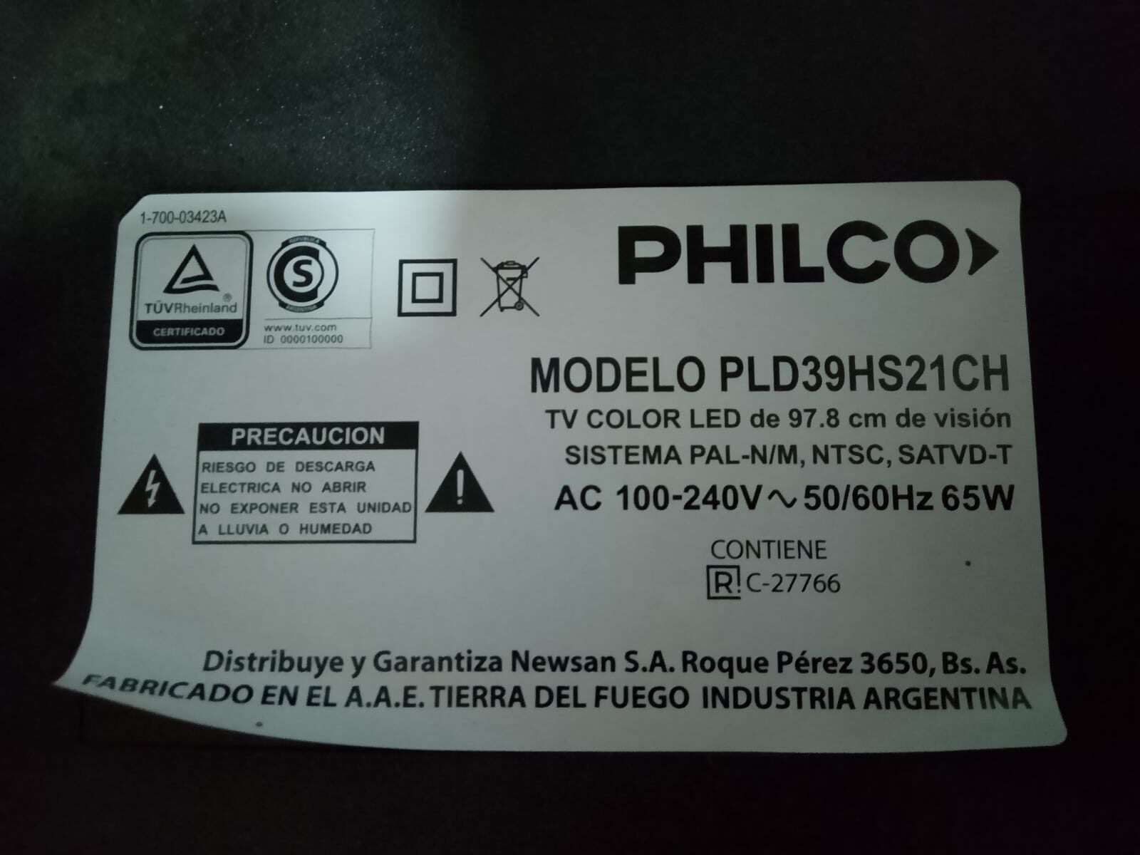 Repuestos del Tv Philco Pld39hs21lch